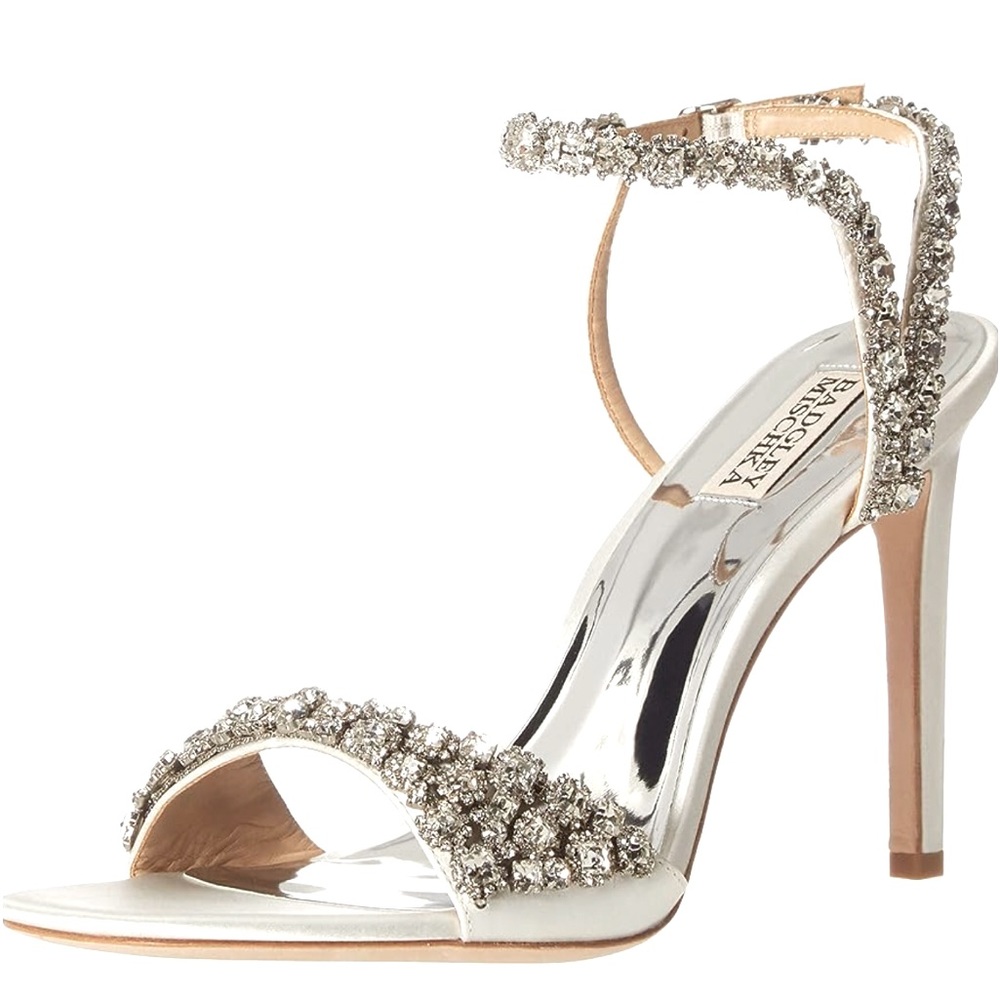 Badgley Mischka Galia Satin Gem Heeled Sandal